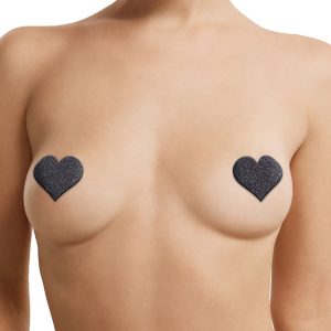 Set 3 paia Nipple cover adesivi neri cuore, stella e croce