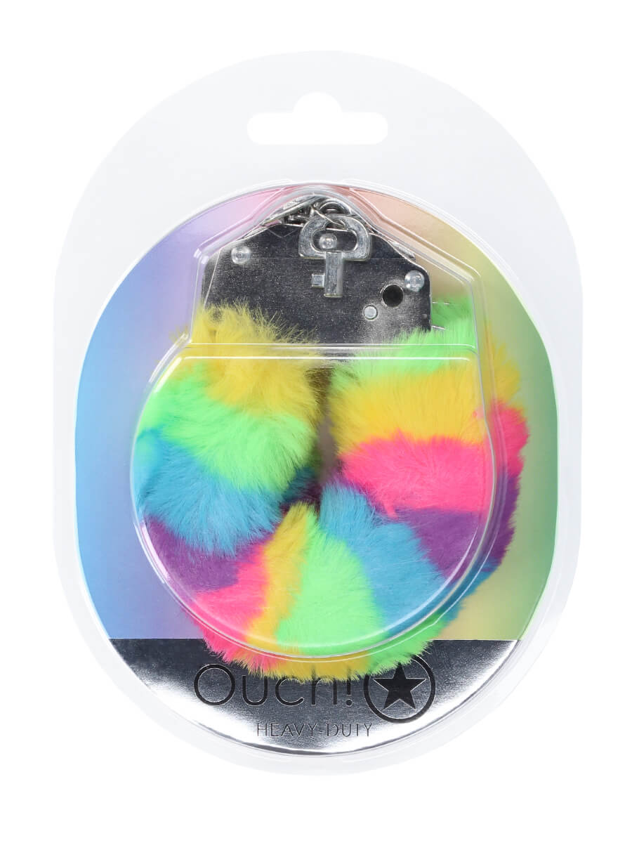 Manette fluffy multicolor con chiusura di sicurezza - immagine 3