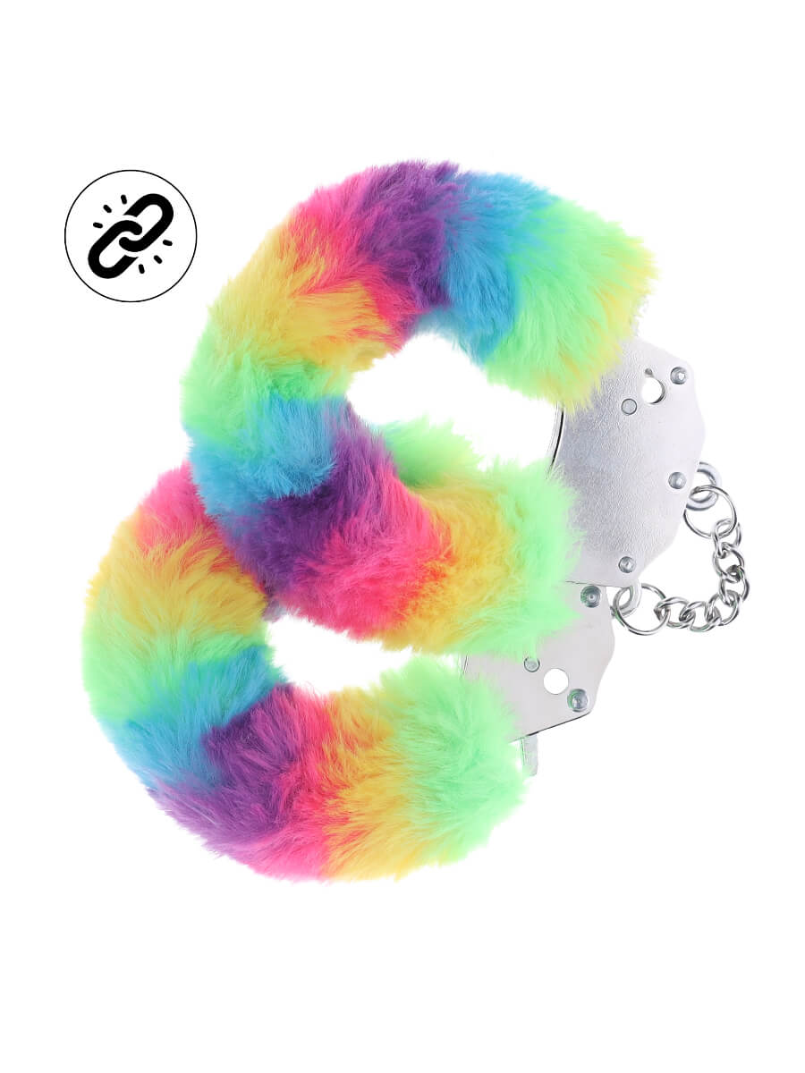 Manette fluffy multicolor con chiusura di sicurezza