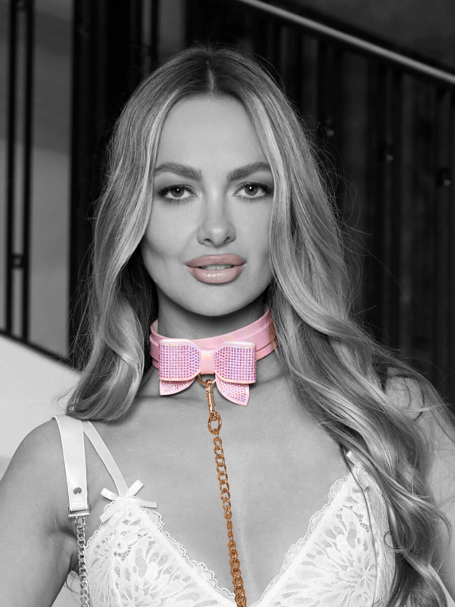 Collare rosa con guinzaglio Paris Collection Ouch! - immagine 2