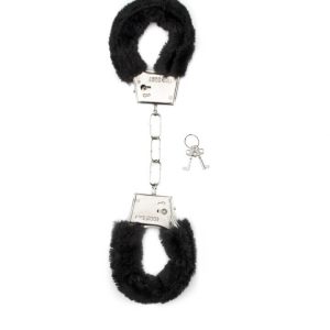Furry manette in peluche nero o rosso con chiusura di sicurezza
