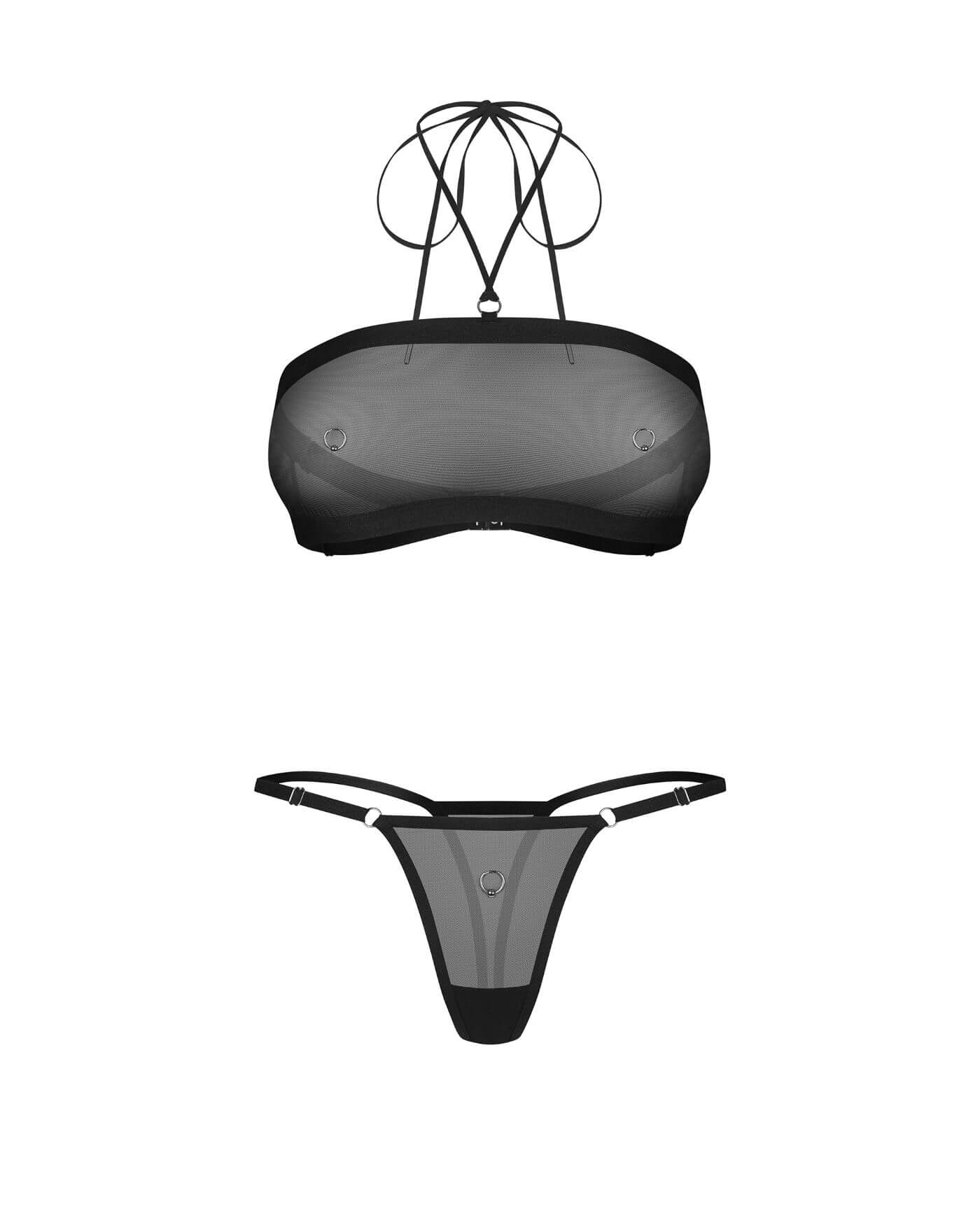 Obsessive Orinelle Set 2 Pezzi Nero Trasparente con Anelli - immagine 7
