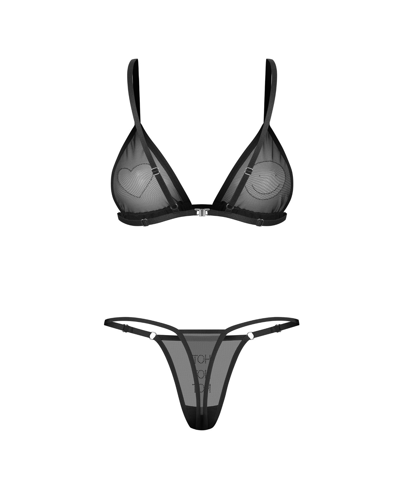 Obsessive Wet Me Set 2 Pezzi Nero con Strass Smile e Cuore - immagine 7
