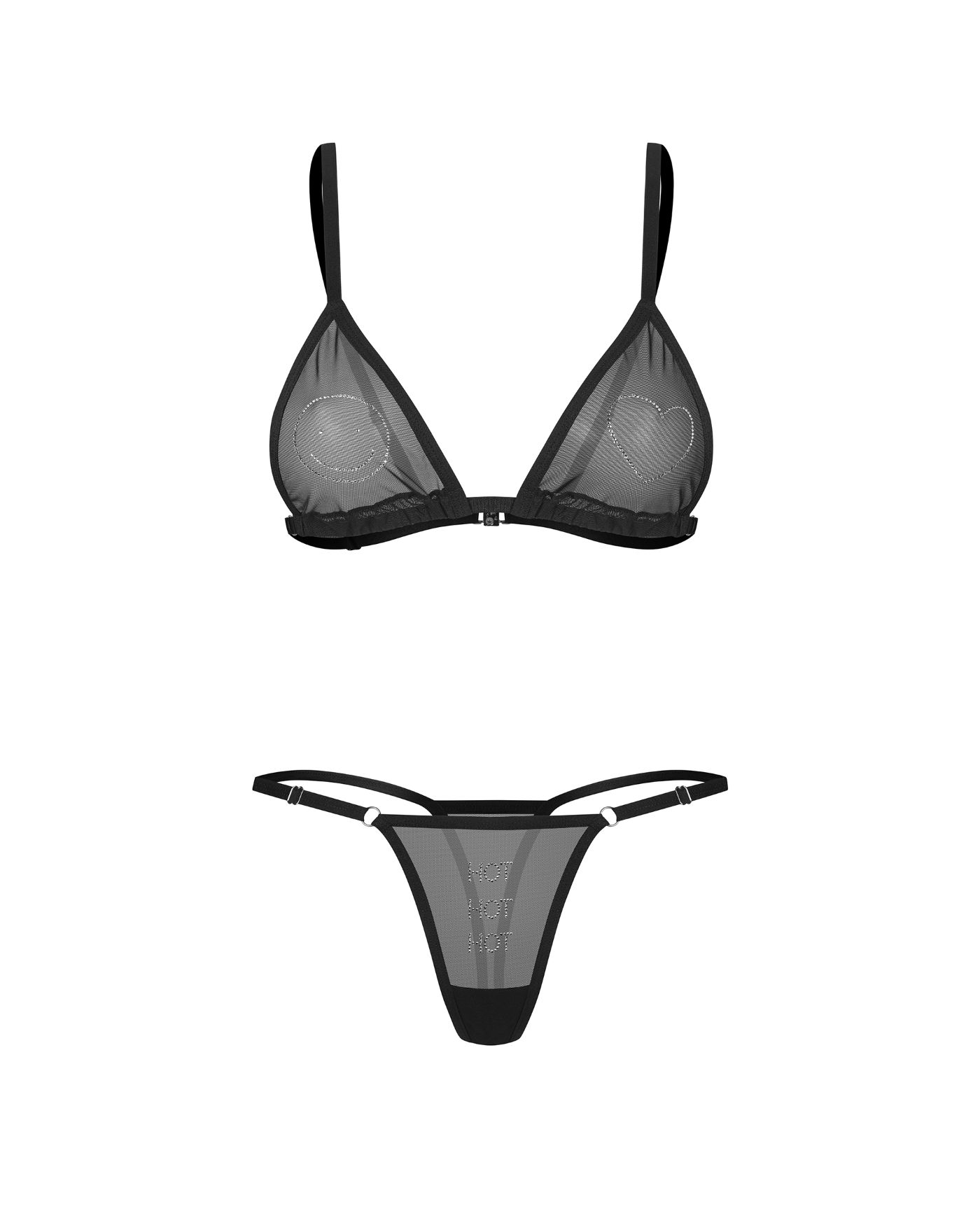 Obsessive Wet Me Set 2 Pezzi Nero con Strass Smile e Cuore - immagine 6