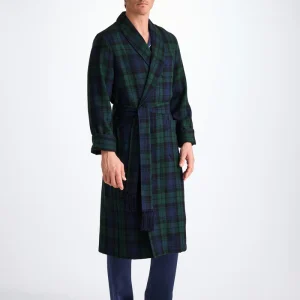 Vestaglia Da Uomo Tartan  Wool Navy Derek Rose