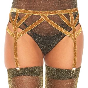 Leg Avenue Lingerie: reggicalze lurex con stringhe elastiche in due colori
