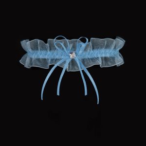 Giarrettiera in tulle azzurro con gioiello