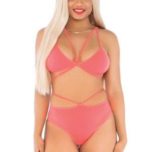Leg Avenue Lingerie: set coordinato due pezzi color rosa corallo