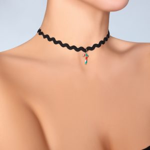 Choker 38441 girocollo in tessuto con pendente natalizio