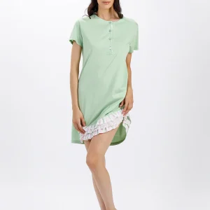 CAMICIA DA NOTTE MEZZA MANICA IN JERSEY DI COTONE/MODALE