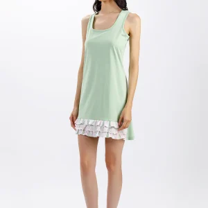 CAMICIA DA NOTTE SPALLA LARGA IN JERSEY DI COTONE/MODALE