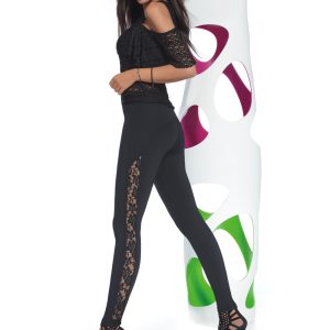 Bas Bleu: Meloe leggings in maglia con inserto in pizzo