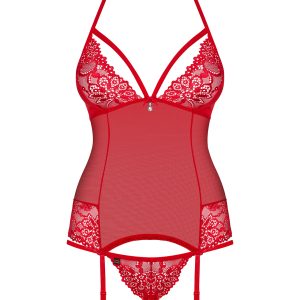 Obsessive Lingerie: 838 corsetto e perizoma rosso