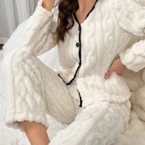 Pigiama Bianca in Pile da Donna