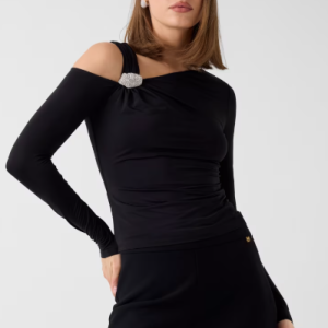 Top con dettaglio cut ot e nodo in strass 6RGP026262Z- MARCIANO