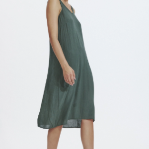 Abito midi con spalline in viscosa goffrata CL210- Transit Par Such