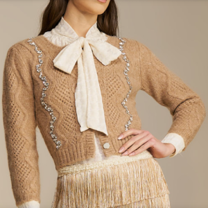 Cardigan in maglia lavorata con maxi strass 4322056- PHO Firenze