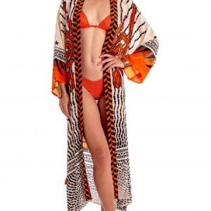 Kimono Lungo Stampa Tiger Pin Up